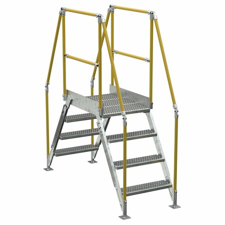 VESTIL 4 Step Galvanized Steel Cross-Over Ladder 79"x82.15" 500lb Capacity COL-4-36-23-HDG